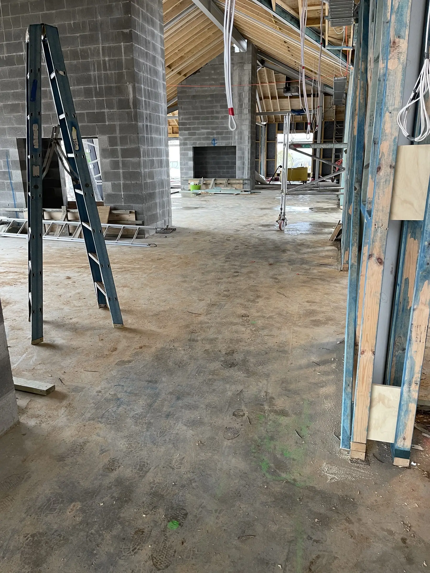 Staircase and framing under construction on a Newcastle project