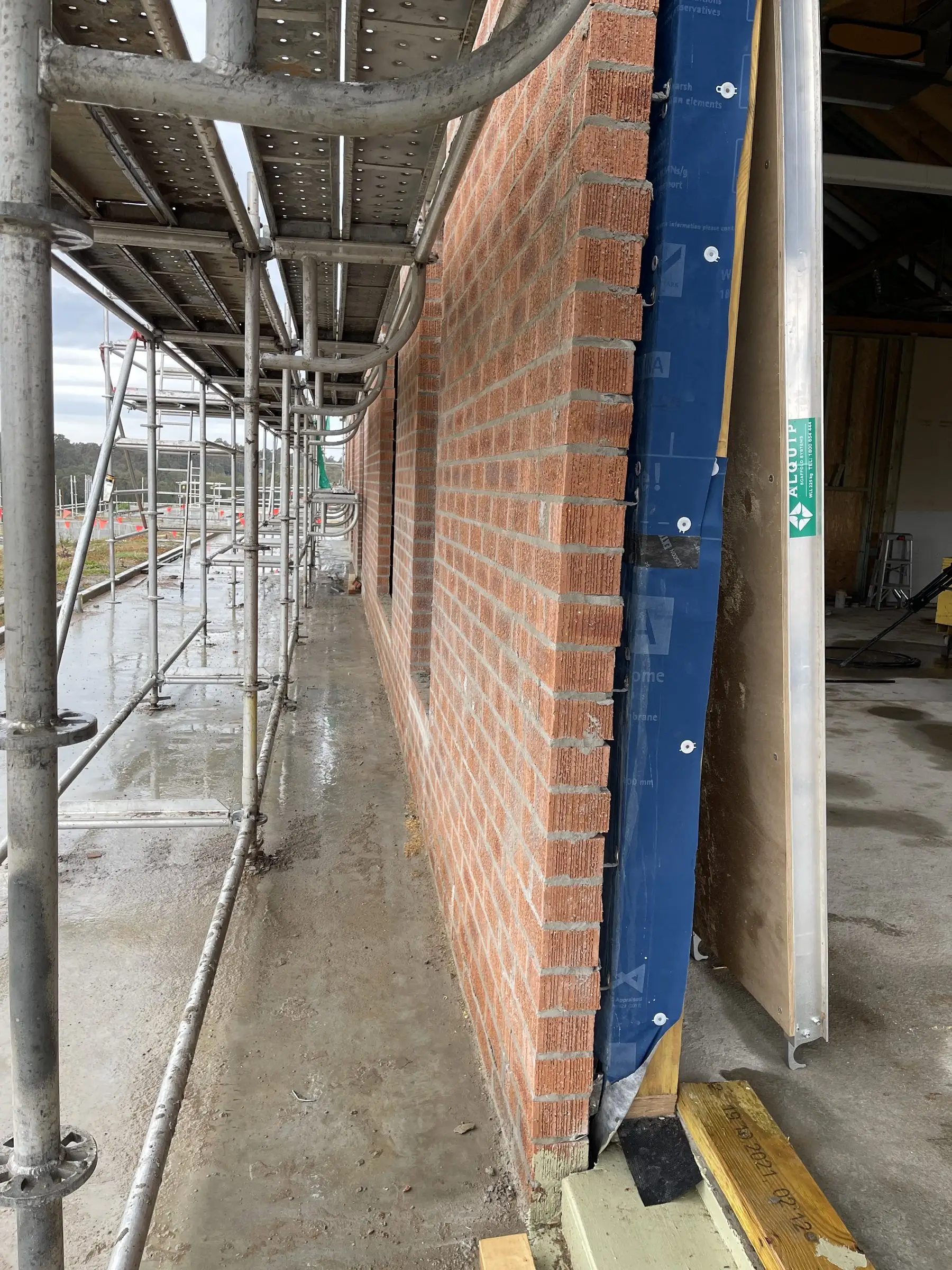 Suspended slab formwork and structural steel beam from below
