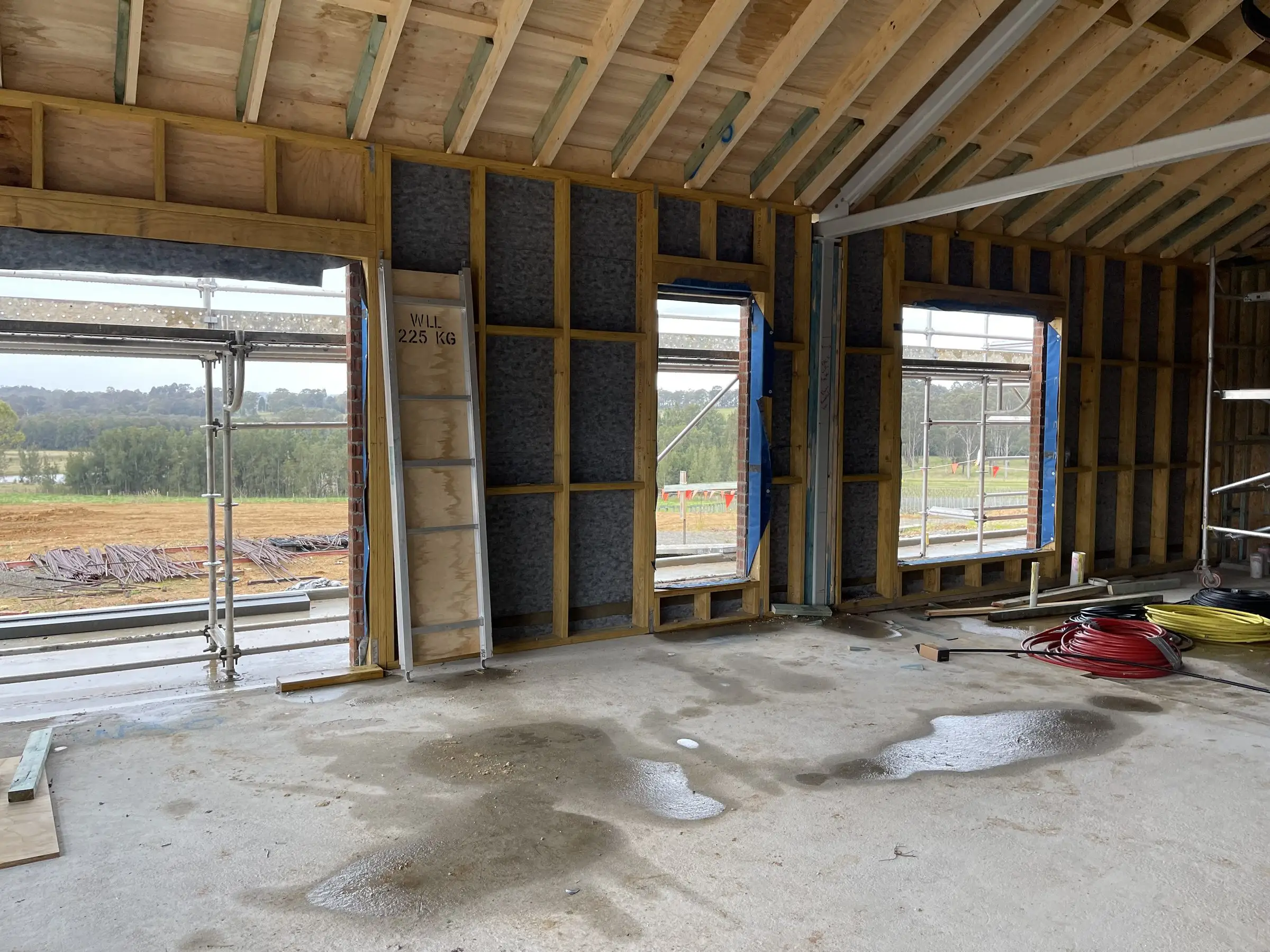 External wall framing with insulation installed ready for cladding